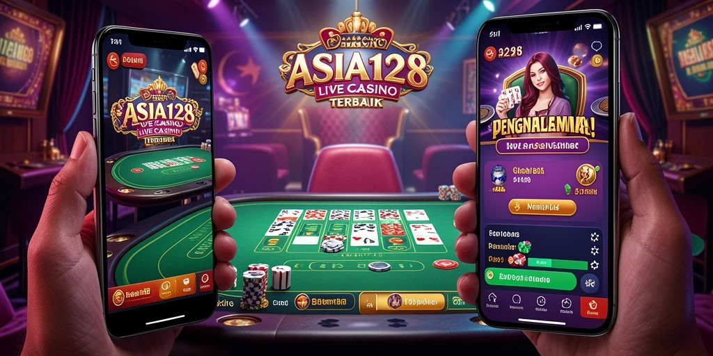 Screenshot ASIA128 menunjukkan dealer profesional dan gameplay Live Casino yang mendebarkan.