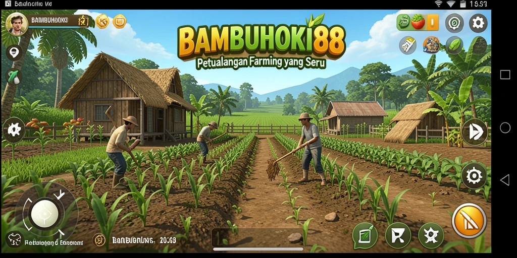 Screenshot BAMBUHOKI88 menunjukkan aksi bercocok tanam yang seru.