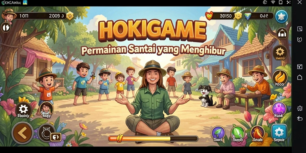 Tampilan gameplay HOKIGAME yang ceria dan menghibur.