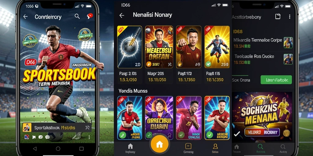 Screenshot utama ID66 menampilkan antarmuka taruhan olahraga yang dinamis.