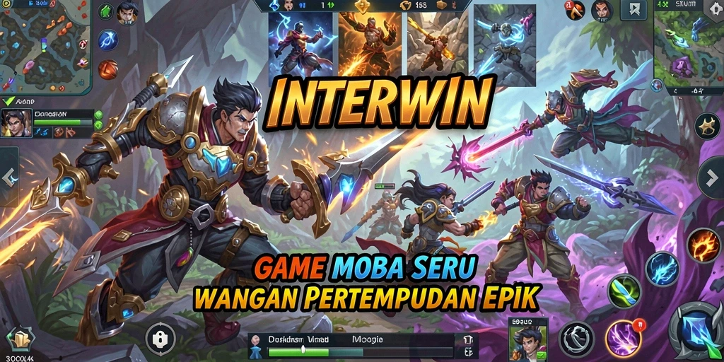Tampilan seru gameplay INTERWIN dengan aksi pertempuran MOBA.