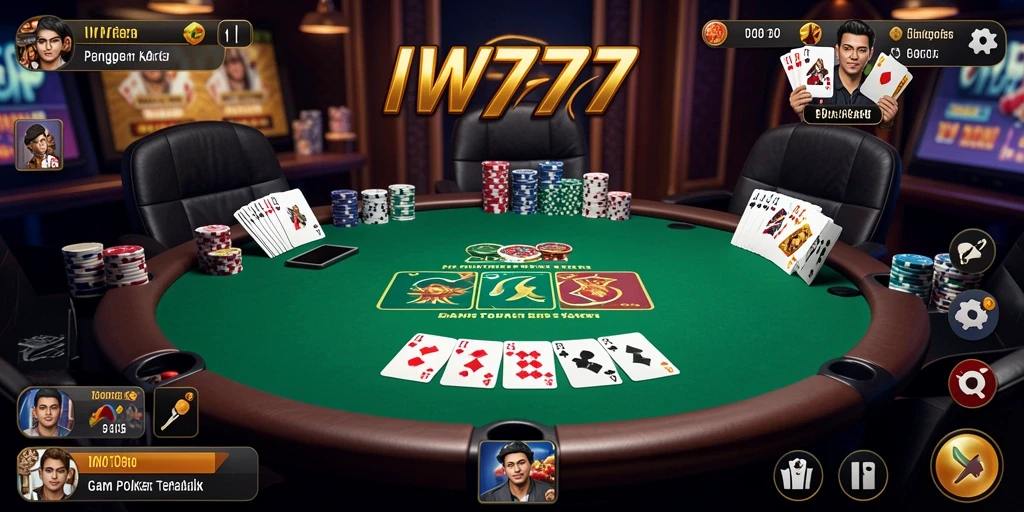 Tampilan permainan Poker yang seru dan interaktif di IW777.