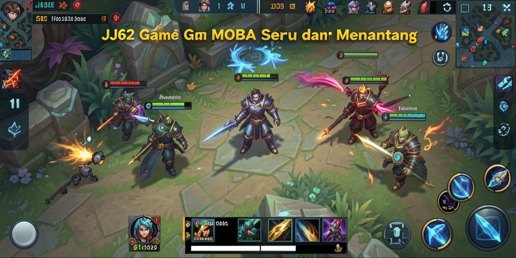 Menampilkan aksi seru dalam gameplay MOBA JJ62.