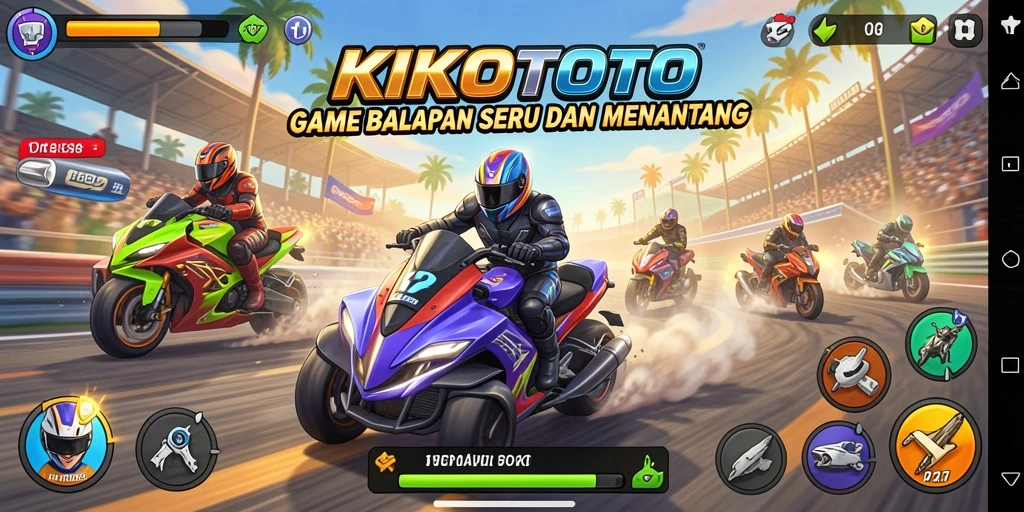 Gameplay KIKOTOTO yang mendebarkan di lintasan balap.