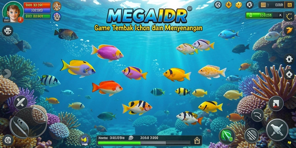 Tampilan gameplay MEGAIDR yang menegangkan saat berburu ikan.