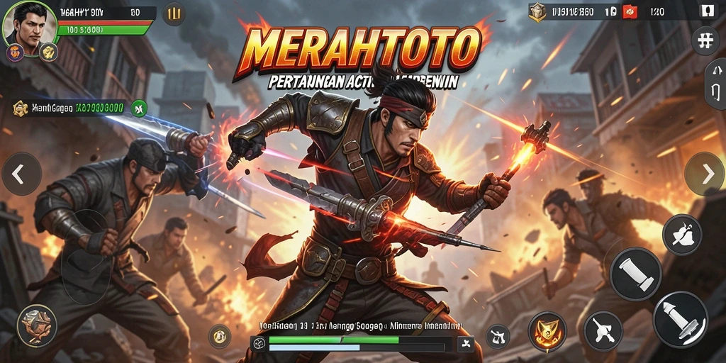Screenshot MERAHTOTO menunjukkan aksi pertarungan yang intens.