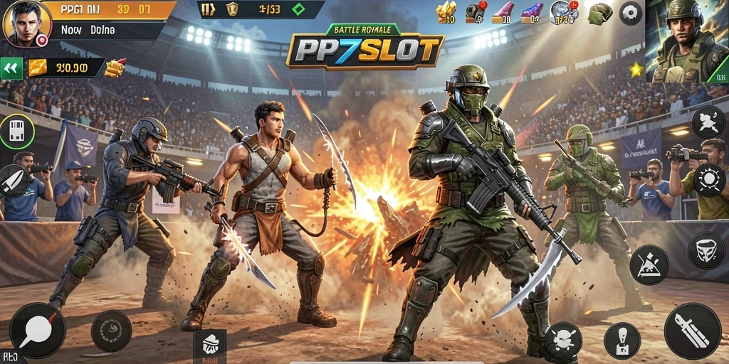 Tampilan gameplay seru dan intens dalam PP7SLOT Battle Royale.