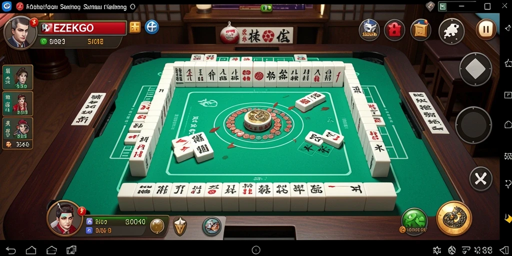 Tangkapan layar menunjukkan gameplay seru dari REZEKIGO saat memainkan Mahjong.