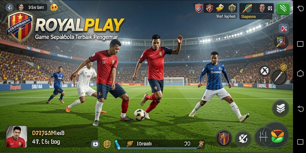 Tampilan gameplay <strong>ROYALPLAY</strong> yang menegangkan dengan aksi sepakbola nyata.
