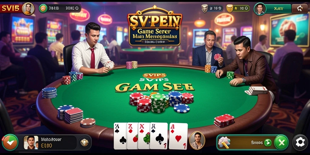Screenshot SVIP5 menampilkan aksi permainan Poker yang mendebarkan.