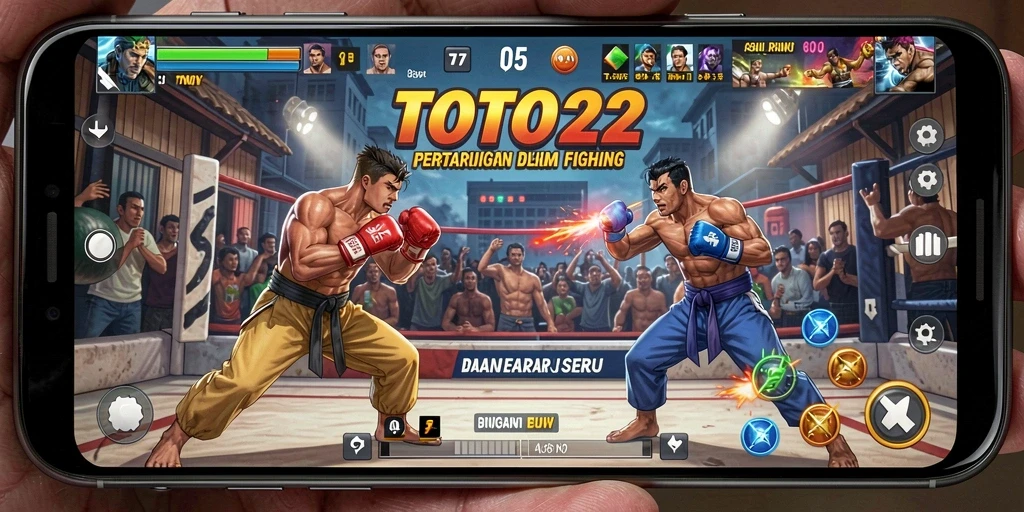 Tampilan gameplay utama TOTO22 dengan pertarungan yang intens.
